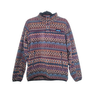 KAVU Cavanaugh Aztec Print Fleece Pullover Size M Purple Southwestern Outdoors